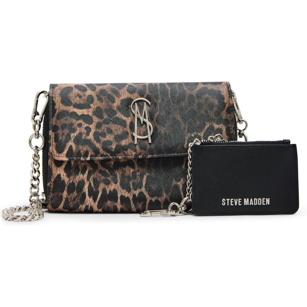 Women's Leopard Crossbody Wallet with Card Slots Removable Pouch